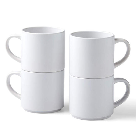 Stackable Ceramic Mug Blank, White - 10 oz/300 ml (4 ct)