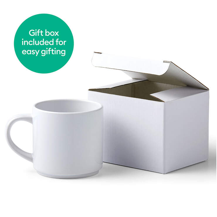 Stackable Ceramic Mug Blank, White - 10 oz/300 ml (4 ct)